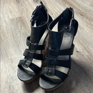 G by Guess Caged Wedge Sand Size 10 Medium thumbnail 4