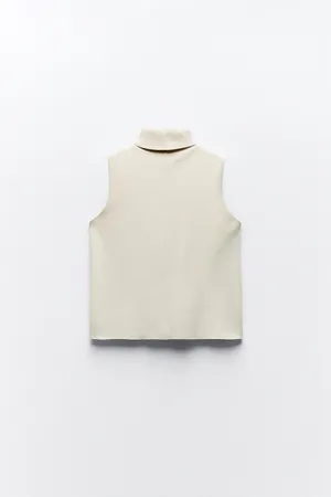 ZARA NWT  soft turtleneck ecru top. Size Large thumbnail 3