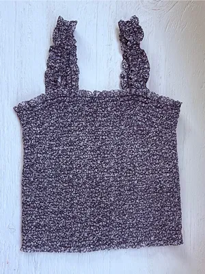 Abercrombie & Fitch Black and White Smocked Ruffle Strap Crop Tank Sz XS thumbnail 5