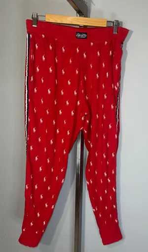 Polo Ralph Lauren Print Pony Logos lounge pajama joggers woman’s Large thumbnail 1