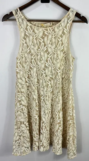 Free People Lace Dress Small Ivory Sheer Boho Cottagecore Fairy Romantic Vintage thumbnail 1