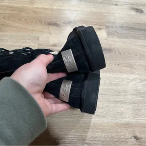 UGG Australia Upside Black Suede Winter Boots Lace-Up Size 8 Y2K thumbnail 7