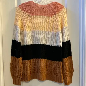 American Eagle Striped V Neck Long Sleeve Sheer Knit‎ Sweater XS thumbnail 2