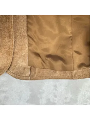 Vtg Tan Genuine Suede Jacket Peplum Button Front Y2K Fall Leather 90s Size 1X thumbnail 7