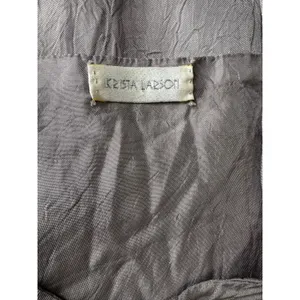 Vintage Krista Larson Silver Slip Maxi Dress Crinkle Silk Satin Lagenlook thumbnail 4