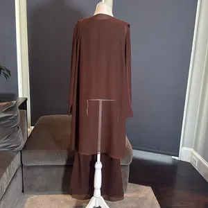 Women’s Brown Chiffon Lapel Jacket 3 Piece Formal Wedding Party Pant Suit Size 4 thumbnail 4