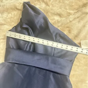 Alfred Sung A-Line Gown Women's 2R Navy Blue One-Shoulder Maxi Draped D815S NWT thumbnail 10