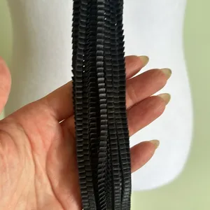 Black Crinkle Material Long Adjustable Necklace thumbnail 3