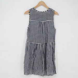 Unbranded Mini Dress Womens M Babydoll Navy Blue Gingham Button-Down Excellent thumbnail 4