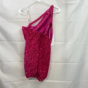 NEW Loyeloy women's pink sequins one shoulder cutout strap bodycon‎ mini dress thumbnail 4