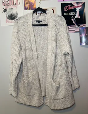 American Eagle Cream Knit Cardigan thumbnail 1