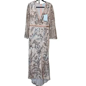 MAC DUGGAL 5222 Sequin Faux Wrap Split Long Sleeve Gown Size 8 New w/ Tag $598 thumbnail 10