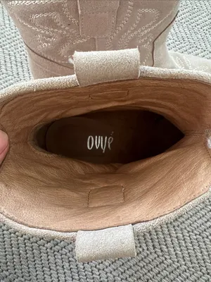 Ovyé by Cristina Lucchi sand suede texan ankle boots. thumbnail 2