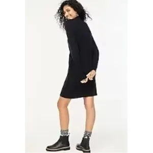 NEW J. Crew Sz M Extra Soft Mockneck Wool Blend Sweater Mini Dress Black‎ BU755 thumbnail 2