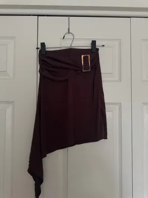 ORPHE nwt brown asymmetric knee length skirt thumbnail 3