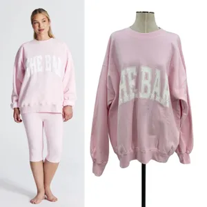 The Bar Varsity Sweatshirt Pink White‎ Lettering Fleece Oversized Size XL thumbnail 2
