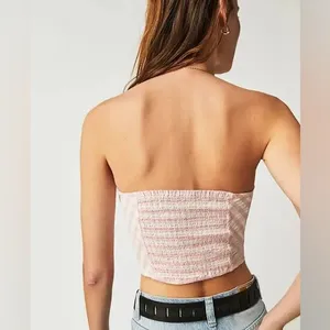 Free People Pink Leilani Cotton Gingham Tube Top thumbnail 3