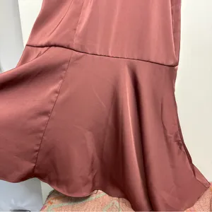 Lulus Enchanted Moments Mauve Pink Satin Ruffle Dress Sz Medium High Low V Neck thumbnail 15