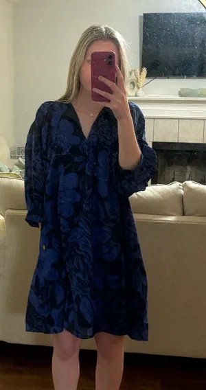 J. Marie Blue Floral Mini Dress thumbnail 1