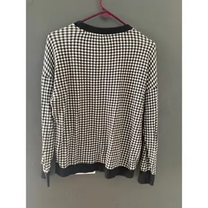 Alice +‎ Olivia Womens Gingham Checkered Sweatshirt Black White Preppy Small thumbnail 3