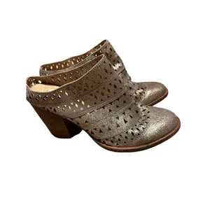 Steve Madden Harmony Mules in Dusty Gold Metallic Leather Upper Block Heel Sz 7M thumbnail 3