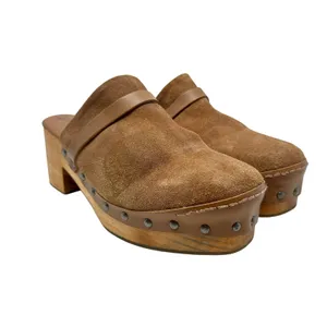Free People Calabasas‎ Clog Brown Suede Wood Heel Tan Size 41 US 10 thumbnail 2