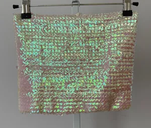 Y2K Poof M Iridescent Sequin Tube Top Rave Ethereal Mermaidcore Fairy Grunge‎ thumbnail 1