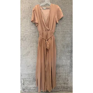 Baltic Born Maxi Dress Women XL Taupe Lydia Wrap Flutter Sleeve‎ Formal Wedding thumbnail 2