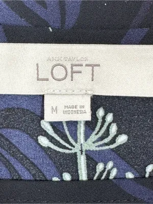 Loft Botanical Floral Print Tunic Blouse Blue Multi Medium Popover Chiffon‎ thumbnail 9