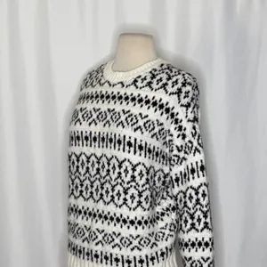 AMERICAN EAGLE Outfitters Fairisle Crew Neck Sweater Black White Fair Isle Small thumbnail 6