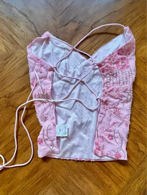 SheIn Pink sequin top thumbnail 2