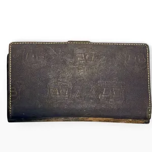 Dooney & Bourke Monogram Jacquard Leather Trim Bifold Long Wallet Brown Vintage thumbnail 2