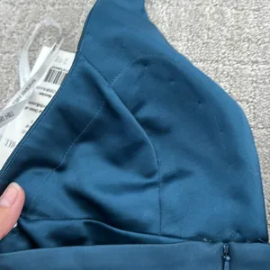 NEW NWT Sherri Hill 51420 Halter Plunge Satin mini dress hoco cocktail teal thumbnail 7