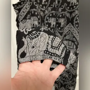 Earthbound Trading Co. Black Elephant Print Casual Pants thumbnail 5