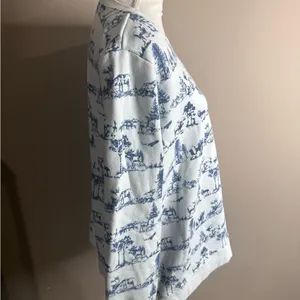 Vintage lands end Blue and White Scenic Print Sweatshirt size large thumbnail 8