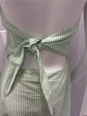 Spenser Jeremy Sleeveless Green Seersucker Button-Front Dress thumbnail 4