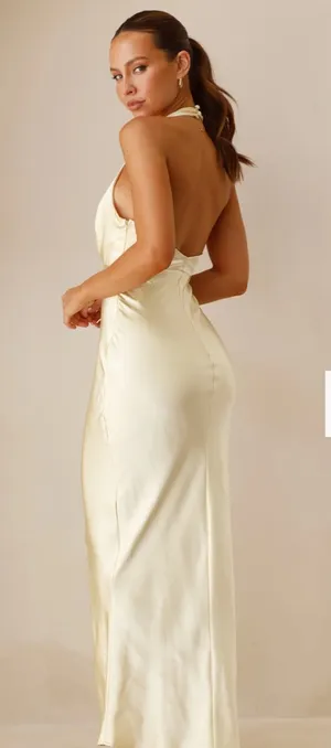 Billy J boutique Yellow satin maxi dress thumbnail 4