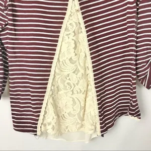 Anthropologie Meadow Rue Cassia Red Striped‎ Lace Back Long Sleeve Top S thumbnail 9