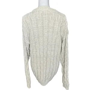 Vintage Hampton bay trading company beige cable knit sweater fisherman cotton thumbnail 4