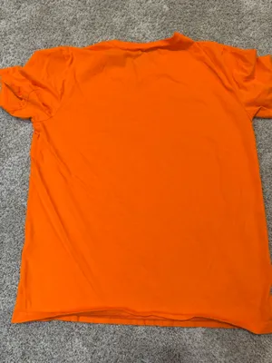 Graphic V-Neck Tee - Orange with White Script woman size M thumbnail 2