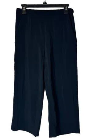 Maje Pants Women‎ Small Black Lightweight Elastic Waist Wide Leg Cropped Trouser thumbnail 1