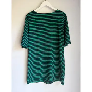 Green & Navy Striped T-Shirt Dress with Pockets | Comfy Casual Preppy Small thumbnail 4
