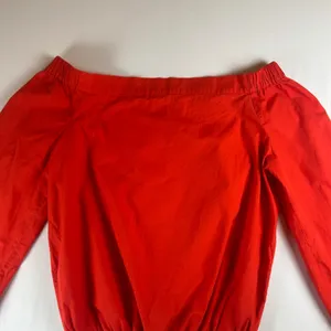 Free People Red Off the Shoulder Blouse Split Tie Cuff Top Womens Large thumbnail 5