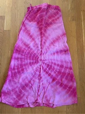 Vintage 90s Hokuspokus Rayon Pink Tye Dye Skirt Size L thumbnail 2
