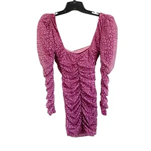 Oh Polly Purple Leopard Print Mesh Ruched Bodycon‎ Dress Size 2 thumbnail 3