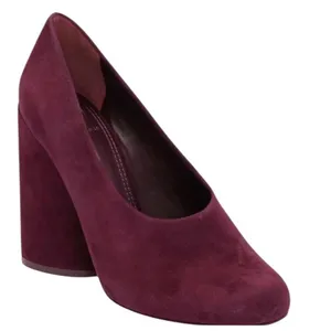 Tory Burch Lucia Pumps Women's 6.5 Burgundy Purple Fig Suede Sculpted Heel thumbnail 1