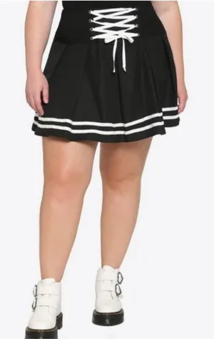 Hot Topic Black Lace-Up Skater Skirt Black Medium New thumbnail 1