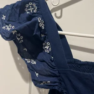 J. Crew Navy Dress with White Embroidery thumbnail 2