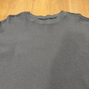 🌟Set Active🌟 Long Sleeve Waffle Knit Cropped T Shirt Top Logo Gray Sz Xs thumbnail 2