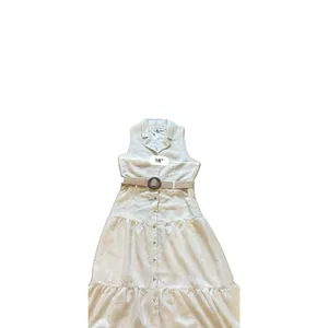 Love Tree Women's Beige Sleeveless Button-Front Belted Midi Shirt Dress M boho thumbnail 4